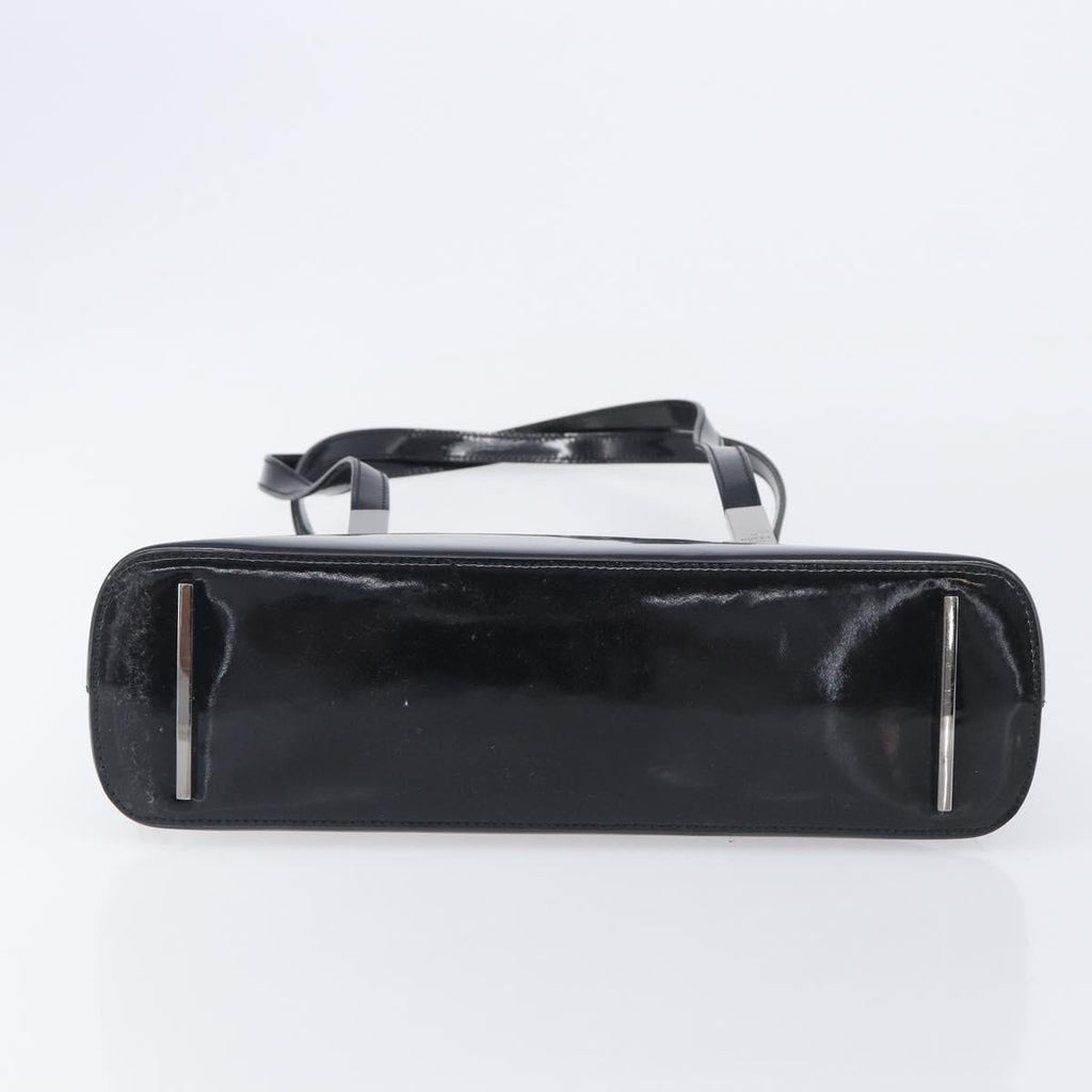GUCCI Shoulder Bag Patent leather Silver Black 001 3261 Auth mr3142