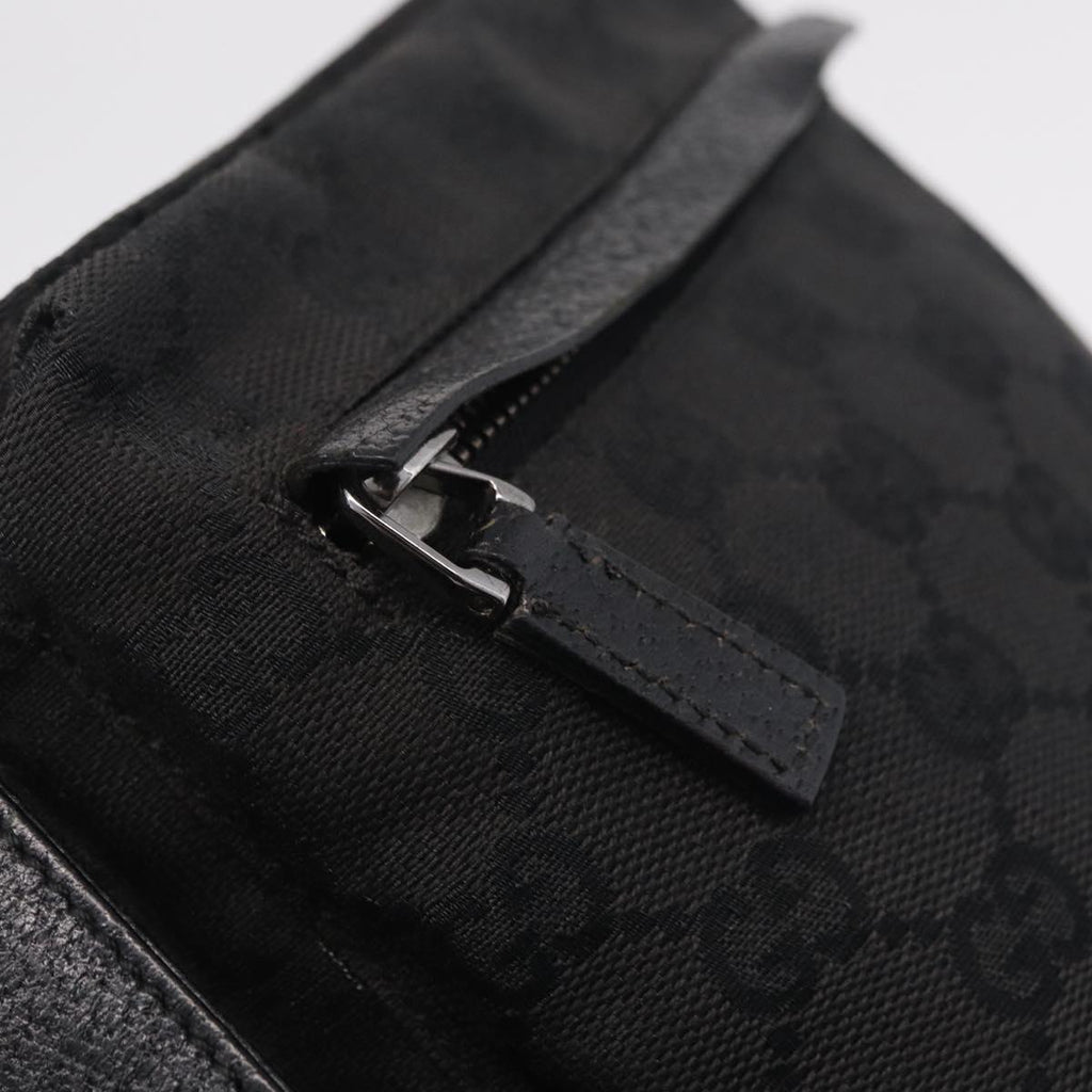 GUCCI GG Canvas Waist bag Black Silver 28566 Auth mr3150A
