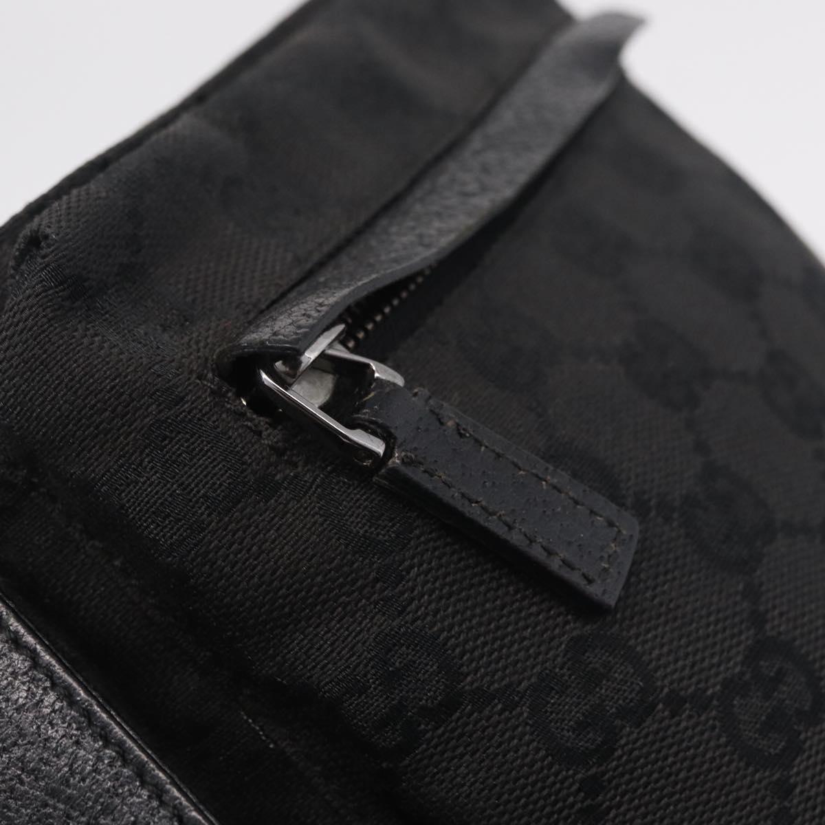 GUCCI GG Canvas Waist bag Black Silver 28566 Auth mr3150A