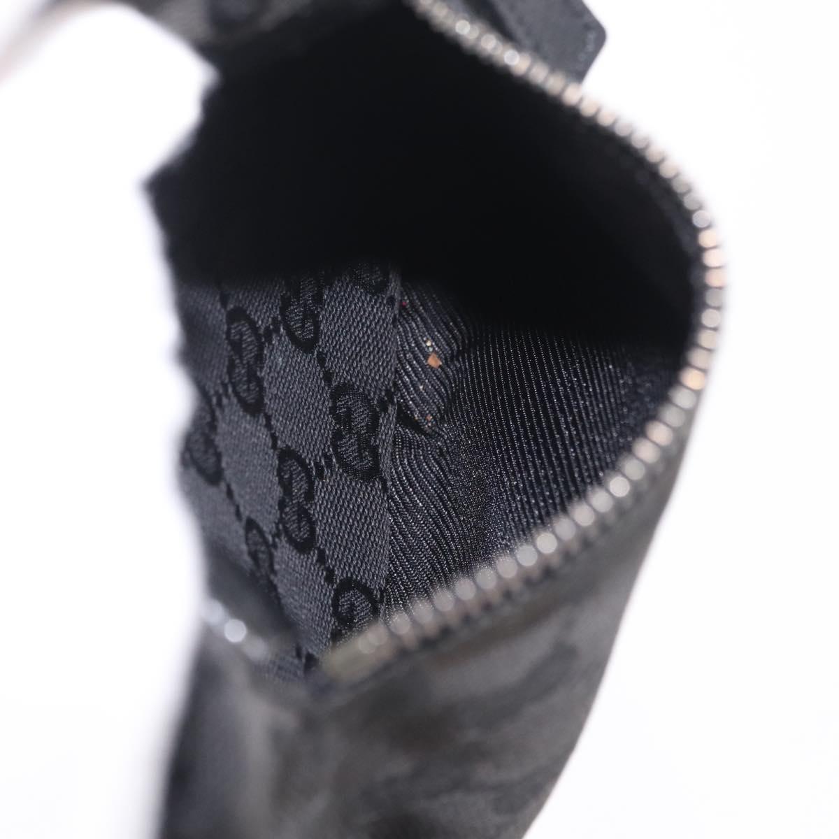 GUCCI GG Canvas Waist bag Black Silver 28566 Auth mr3150A