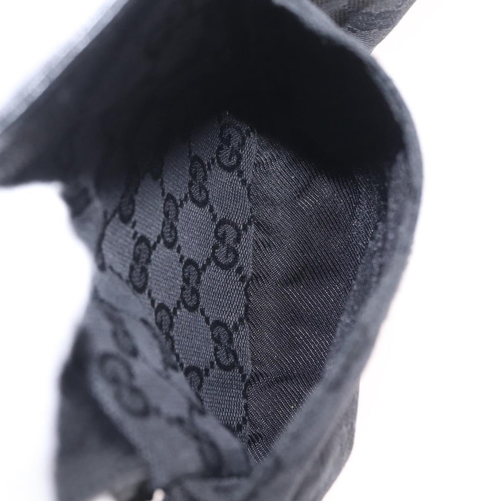 GUCCI GG Canvas Waist bag Black Silver 28566 Auth mr3150A