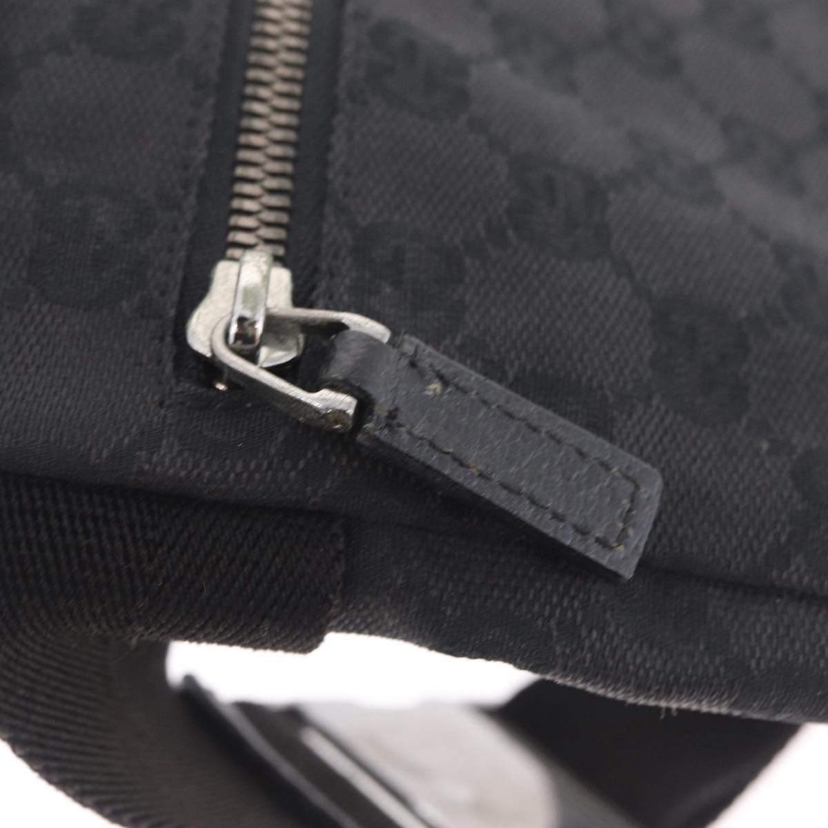 GUCCI GG Canvas Waist bag Black Silver 28566 Auth mr3150A