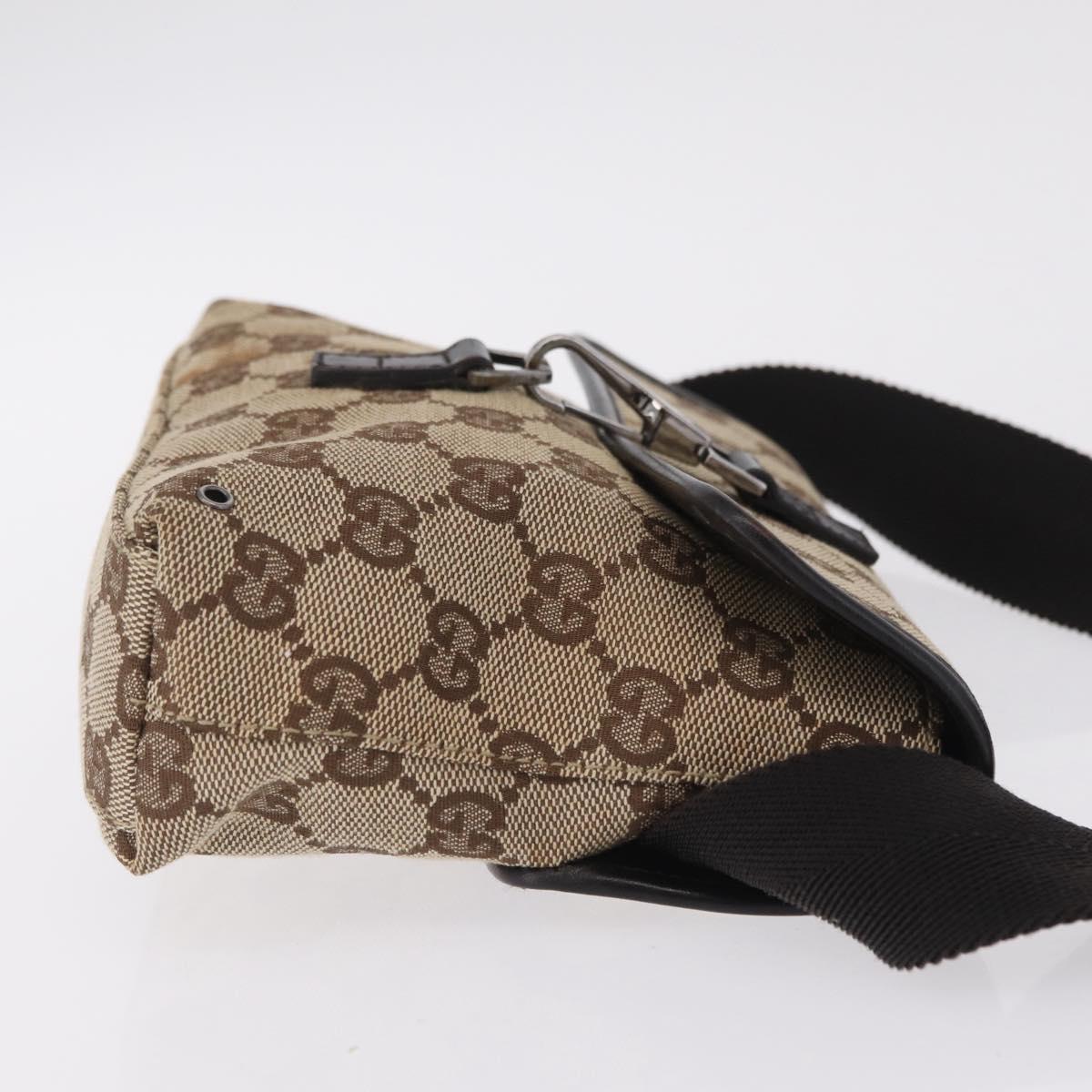 GUCCI GG Canvas Waist bag Beige Silver 92543 Auth mr3166