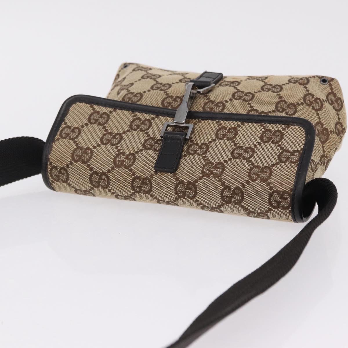 GUCCI GG Canvas Waist bag Beige Silver 92543 Auth mr3166