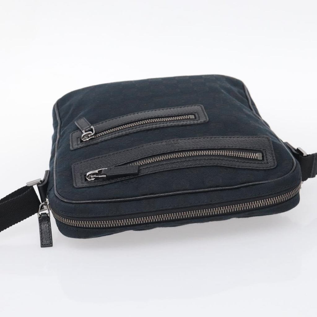 GUCCI GG Canvas Shoulder Bag Black Silver 92551 Auth mr3177A
