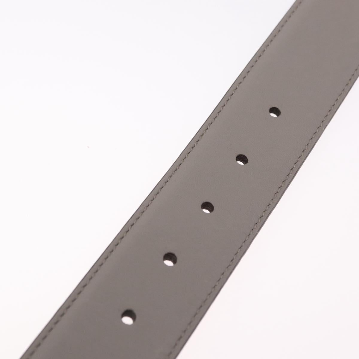 GUCCI Belt Leather 37.4"" Gray Gold 409417 Auth mr3188A