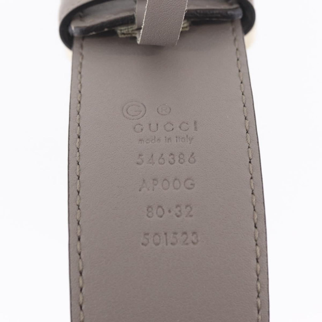 GUCCI Belt Leather 37.4"" Gray Gold 409417 Auth mr3188A