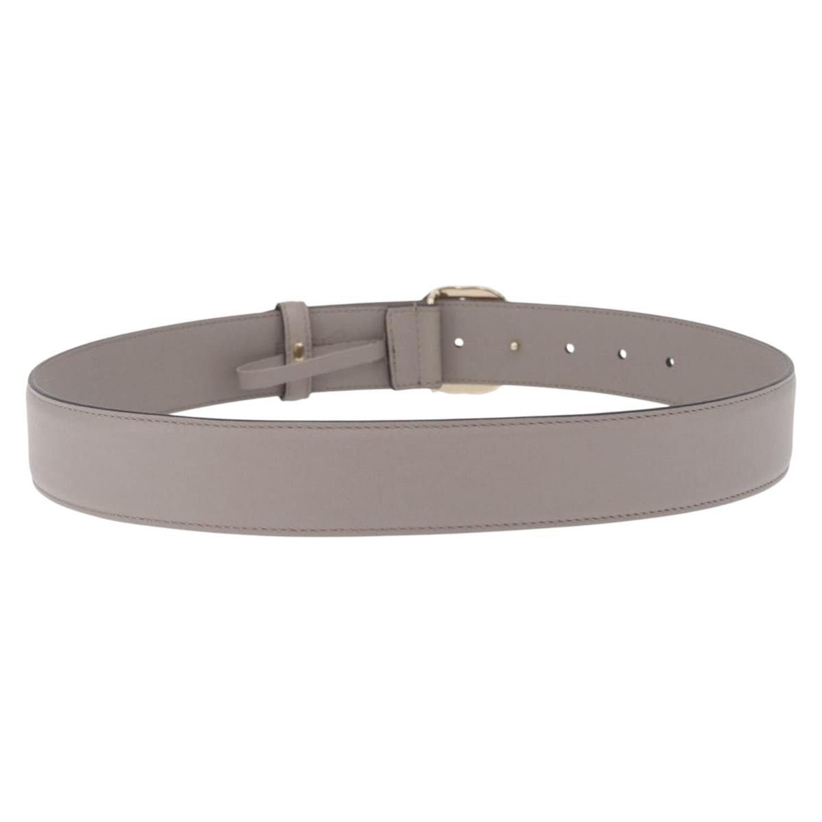 GUCCI Belt Leather 37.4"" Gray Gold 409417 Auth mr3188A