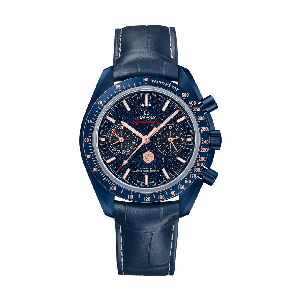Speedmaster Moonphase "Blue Side Of The Moon" Chronograph Ceramic 44.25mm - Blue on Leather Strap