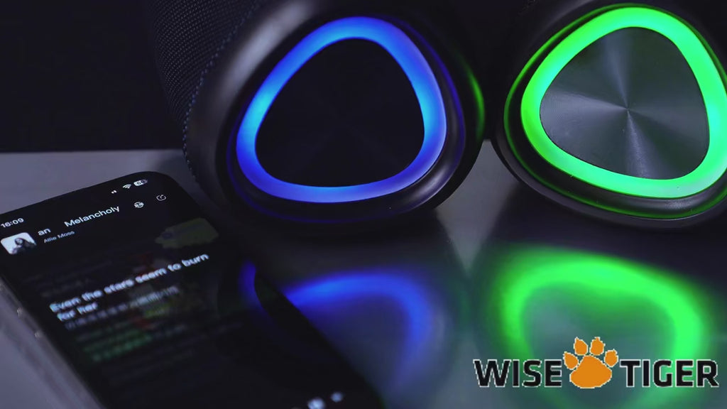 WISETIGER A46 Max Portable Bluetooth Speaker Balanced/Subwoofer Sound Box BT5.3 Outdoor Speaker with LED Light, TF Slot &AUX-IN