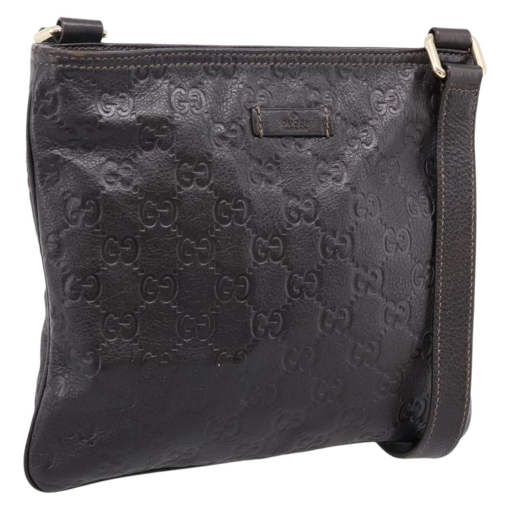 GUCCI GuccissimaGG Shoulder Bag Leather Dark Brown Gold Tone 201538 Auth SW2875V
