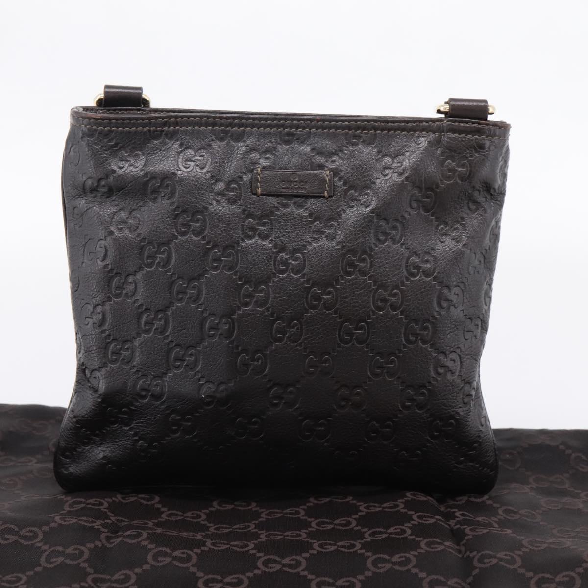 GUCCI GuccissimaGG Shoulder Bag Leather Dark Brown Gold Tone 201538 Auth SW2875V