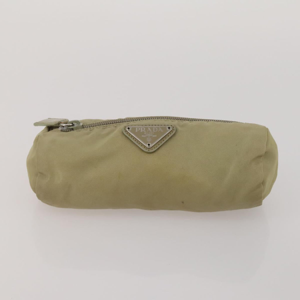 PRADA Clutch Bag Pouch Canvas Nylon 4 Set Beige Yellow Auth ti4021