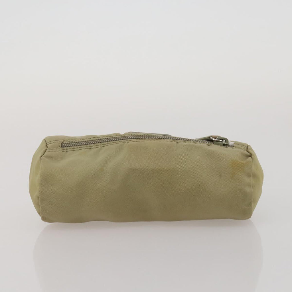 PRADA Clutch Bag Pouch Canvas Nylon 4 Set Beige Yellow Auth ti4021
