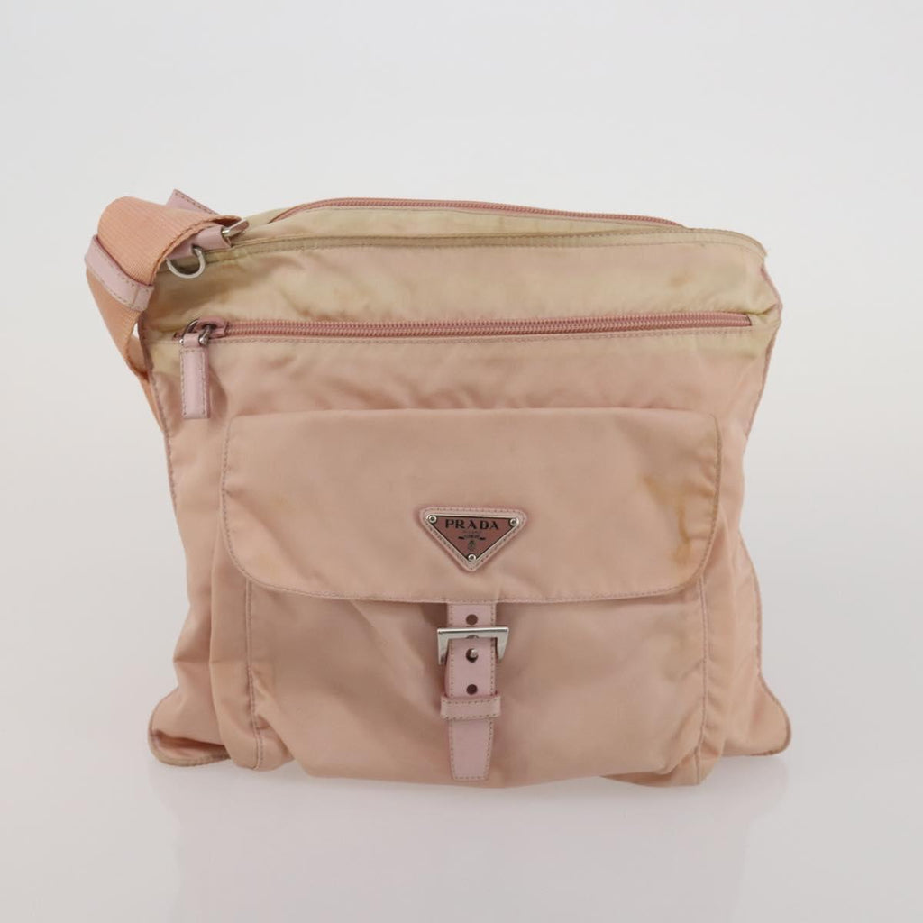 PRADA Shoulder Bag Tote Bag Nylon 4 Set Khaki Pink Auth ti4038