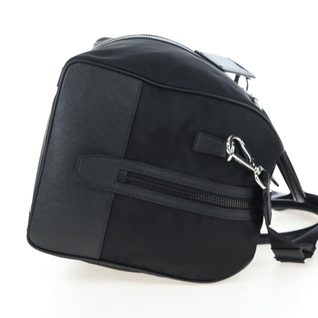 PRADA Boston Bag Nylon Leather 2way Black Silver 2VC007 Auth yk20779SAV
