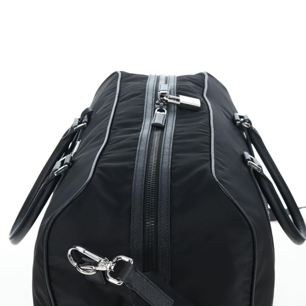 PRADA Boston Bag Nylon Leather 2way Black Silver 2VC007 Auth yk20779SAV
